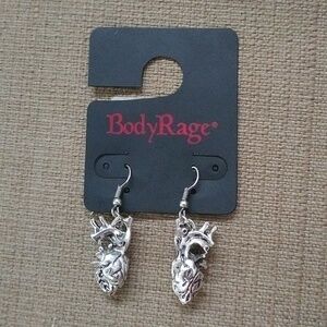 Silver Anatomically Correct Heart Dangle Earring - Spencer's
